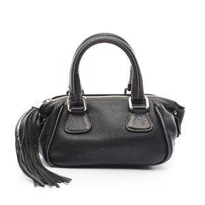 Chanel handbag black grained calfskin leather